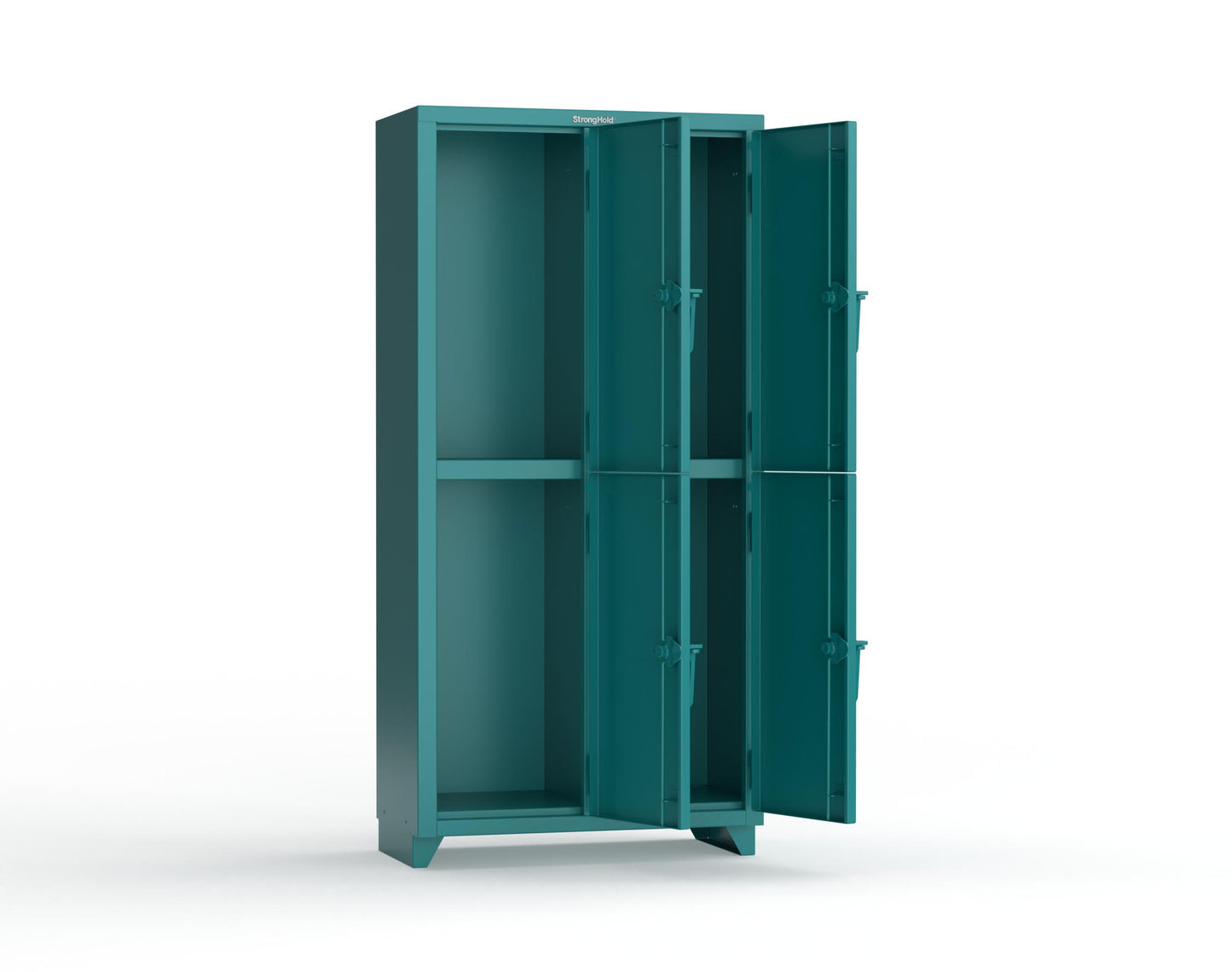 Extra Heavy Duty 14 GA Double-Tier Locker, 4 Compartments - 36 in. W x 18 in. D x 75 in. H - 36-4D-18-2T-L-5021