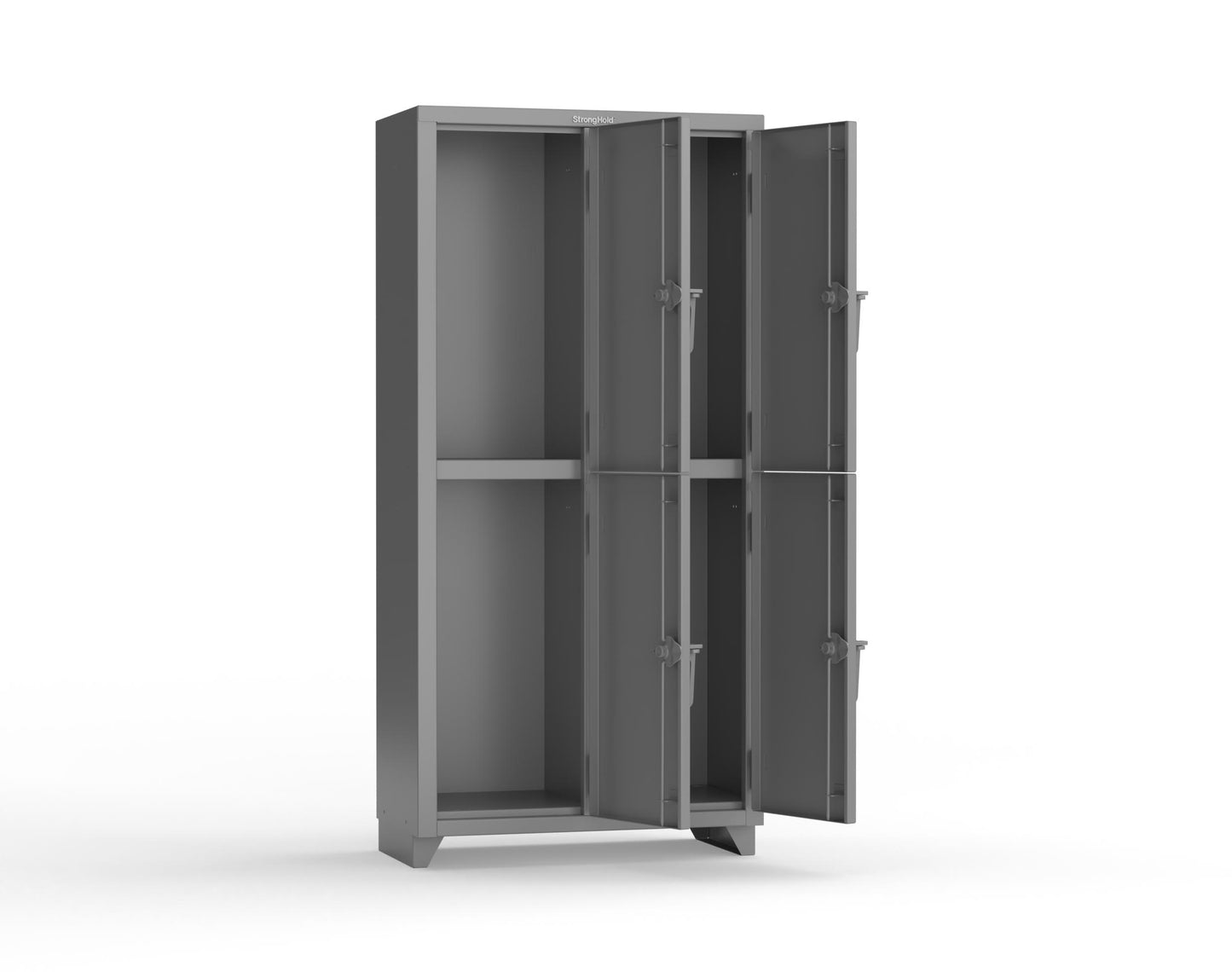 Extra Heavy Duty 14 GA Double-Tier Locker, 4 Compartments - 36 in. W x 18 in. D x 75 in. H - 36-4D-18-2T-L-7037