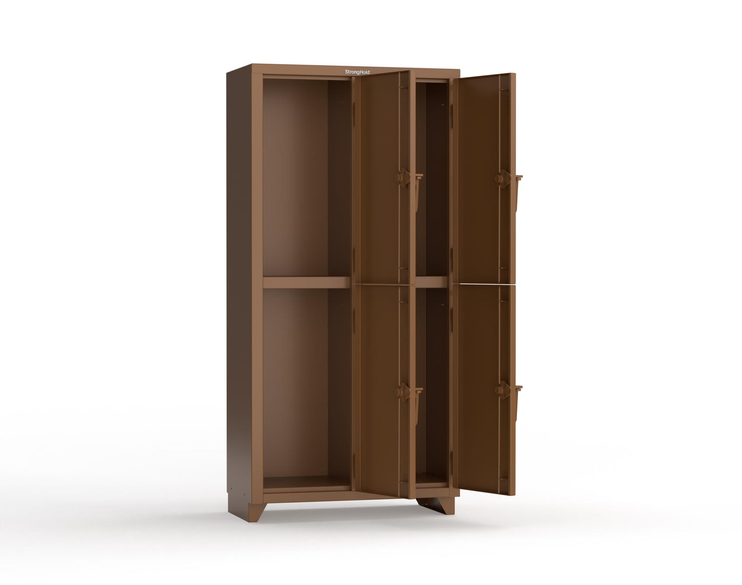 Extra Heavy Duty 14 GA Double-Tier Locker, 4 Compartments - 36 in. W x 18 in. D x 75 in. H - 36-4D-18-2T-L-8008