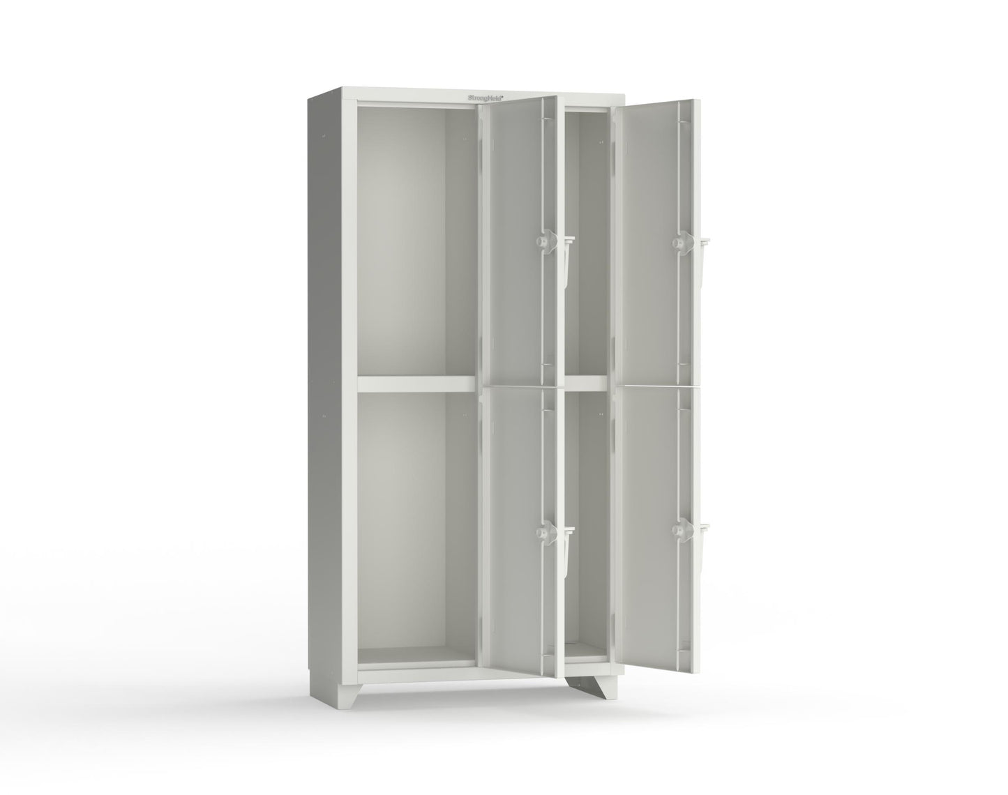 Extra Heavy Duty 14 GA Double-Tier Locker, 4 Compartments - 36 in. W x 18 in. D x 75 in. H - 36-4D-18-2T-L-9003