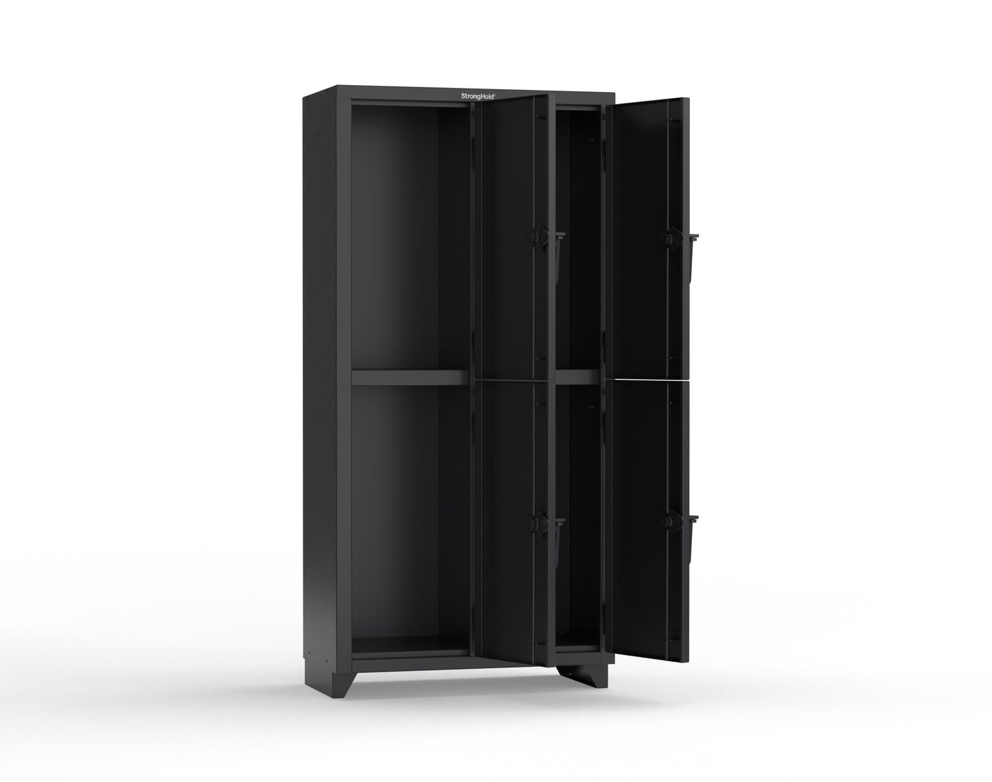 Extra Heavy Duty 14 GA Double-Tier Locker, 4 Compartments - 36 in. W x 18 in. D x 75 in. H - 36-4D-18-2T-L-9005