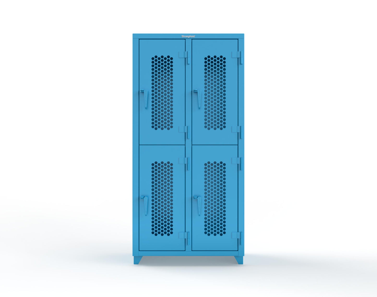 Extra Heavy Duty 14 GA Double-Tier Ventilated Locker, 4 Compartments - 36 in. W x 18 in. D x 75 in. H - 36-4H-18-2T-L-5012