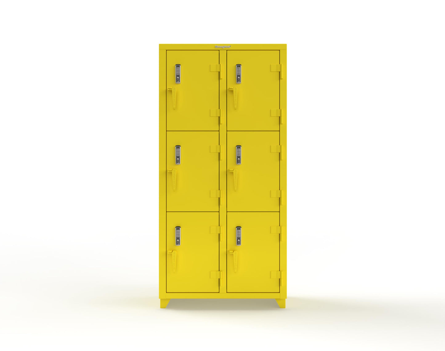 Extra Heavy Duty 14 GA Triple-Tier Locker with Keyless Entry Lock, 6 Compartments – 36 in. W x 18 in. D x 75 in. H - 36-6D-18-3T-EK-L-1021