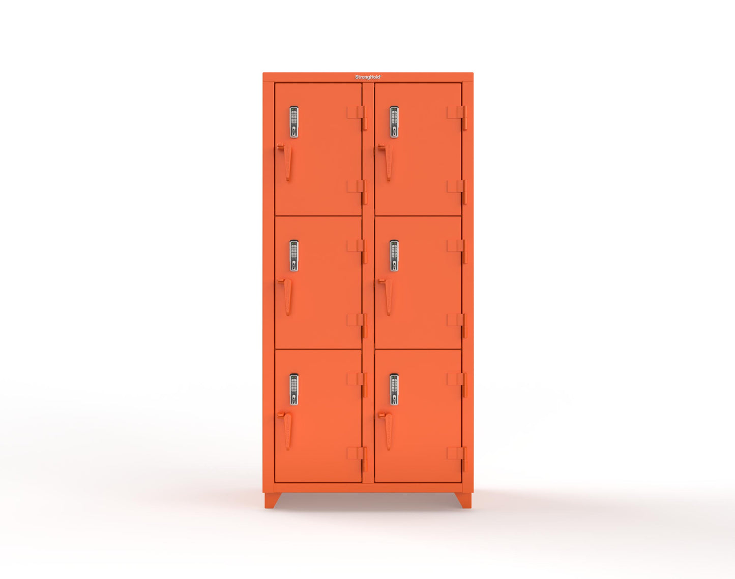 Extra Heavy Duty 14 GA Triple-Tier Locker with Keyless Entry Lock, 6 Compartments – 36 in. W x 18 in. D x 75 in. H - 36-6D-18-3T-EK-L-2009