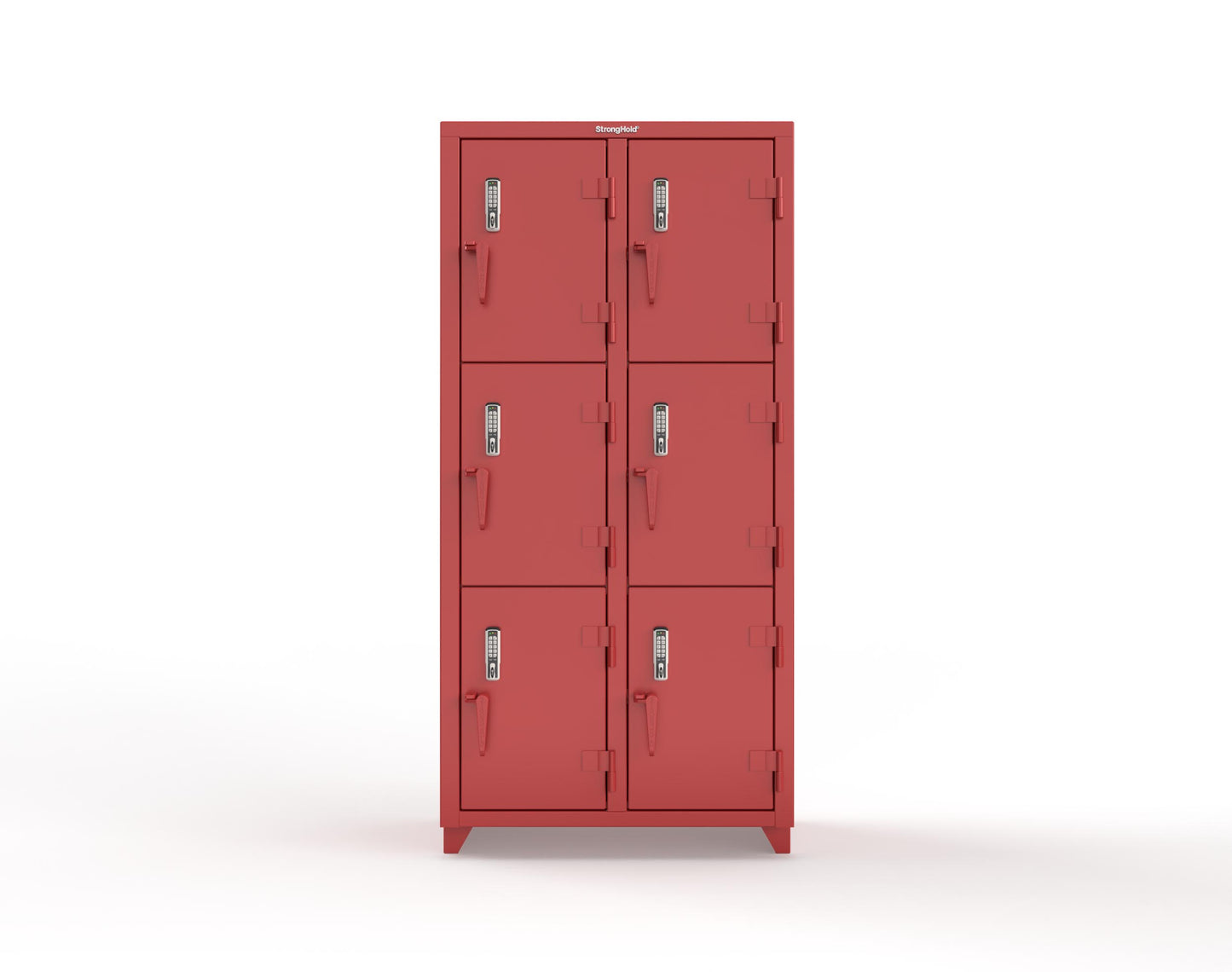 Extra Heavy Duty 14 GA Triple-Tier Locker with Keyless Entry Lock, 6 Compartments – 36 in. W x 18 in. D x 75 in. H - 36-6D-18-3T-EK-L-3001