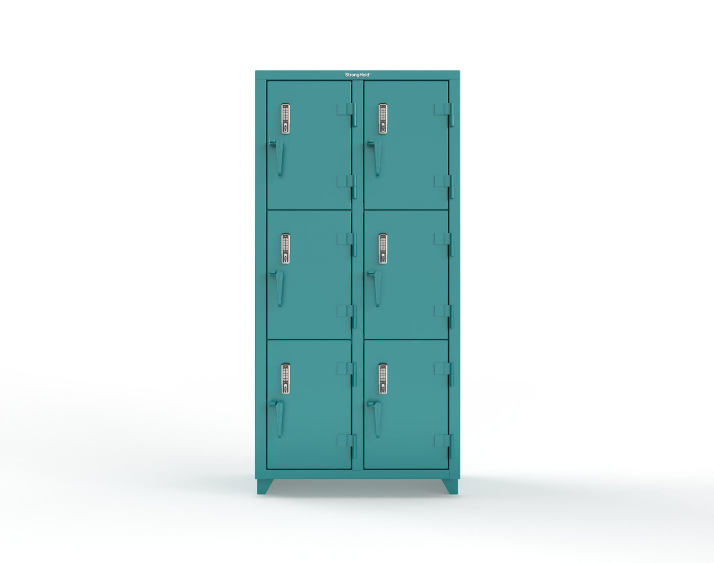 Extra Heavy Duty 14 GA Triple-Tier Locker with Keyless Entry Lock, 6 Compartments – 36 in. W x 18 in. D x 75 in. H - 36-6D-18-3T-EK-L-5021