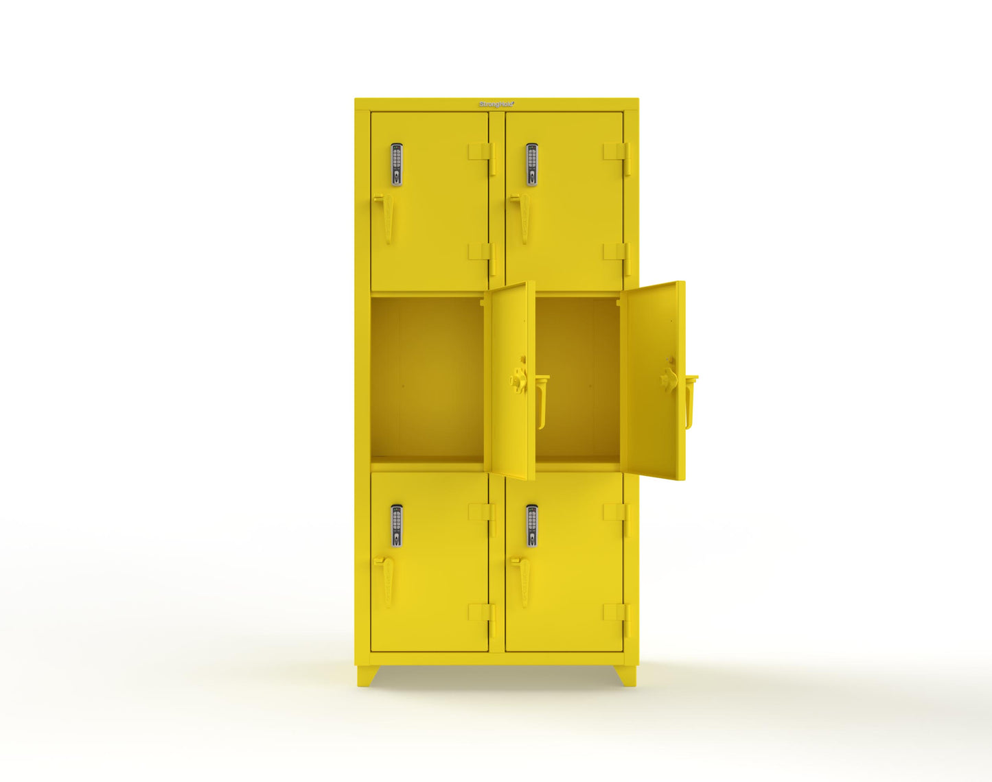 Extra Heavy Duty 14 GA Triple-Tier Locker with Keyless Entry Lock, 6 Compartments – 36 in. W x 18 in. D x 75 in. H - 36-6D-18-3T-EK-L-1021