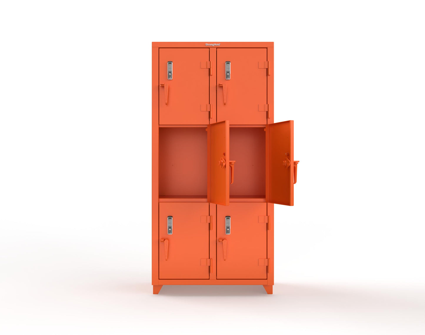 Extra Heavy Duty 14 GA Triple-Tier Locker with Keyless Entry Lock, 6 Compartments – 36 in. W x 18 in. D x 75 in. H - 36-6D-18-3T-EK-L-2009