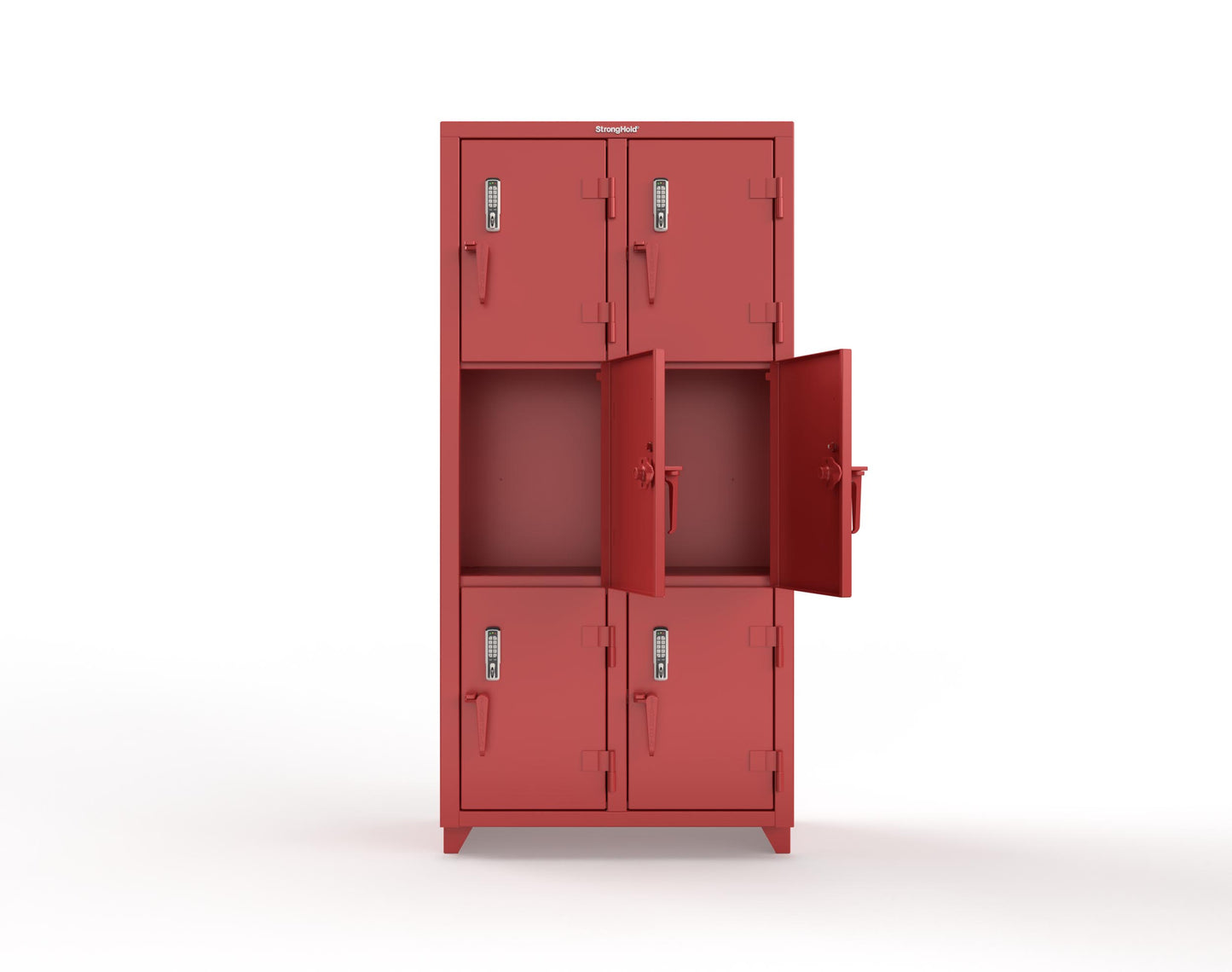 Extra Heavy Duty 14 GA Triple-Tier Locker with Keyless Entry Lock, 6 Compartments – 36 in. W x 18 in. D x 75 in. H - 36-6D-18-3T-EK-L-3001