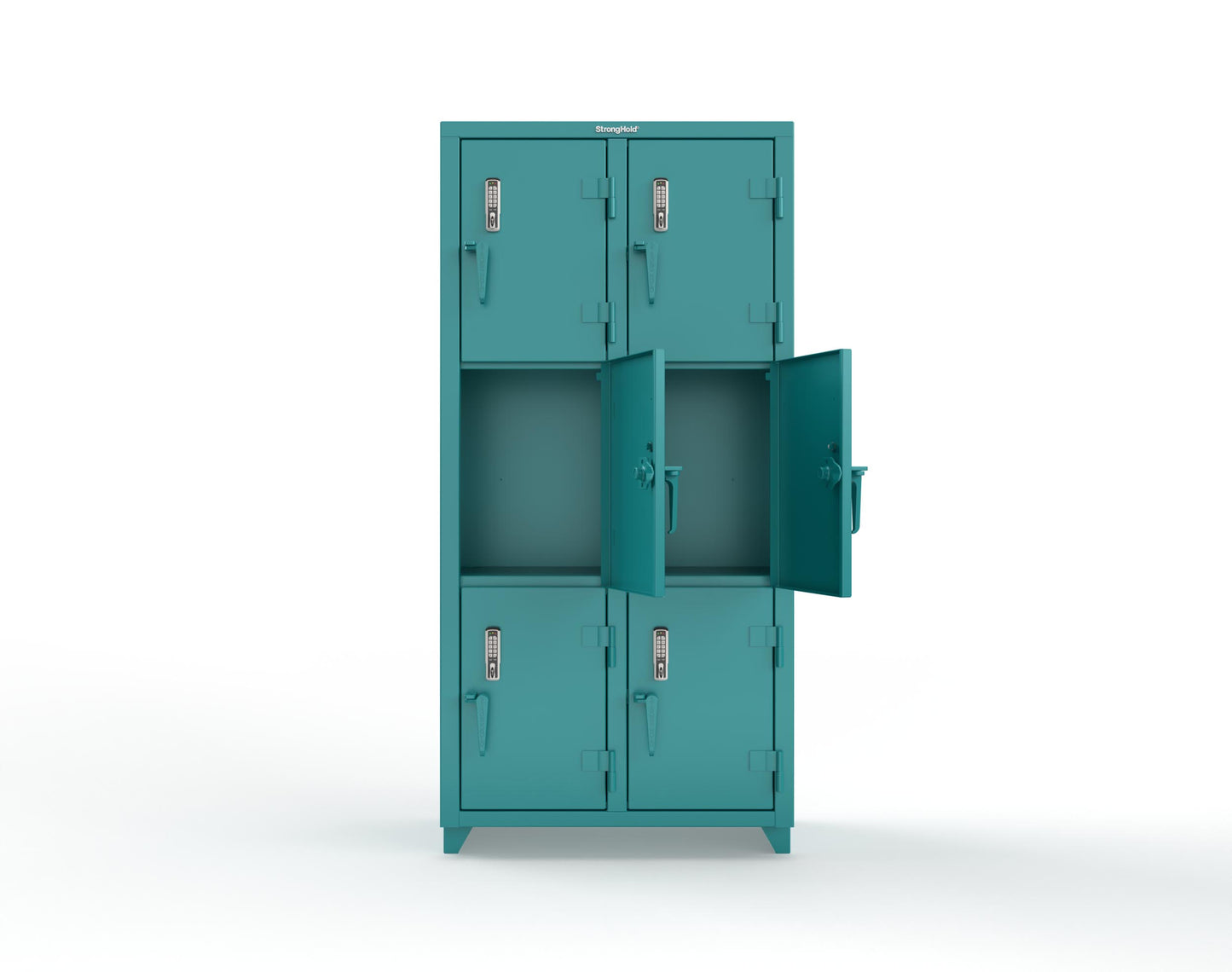 Extra Heavy Duty 14 GA Triple-Tier Locker with Keyless Entry Lock, 6 Compartments – 36 in. W x 18 in. D x 75 in. H - 36-6D-18-3T-EK-L-5021