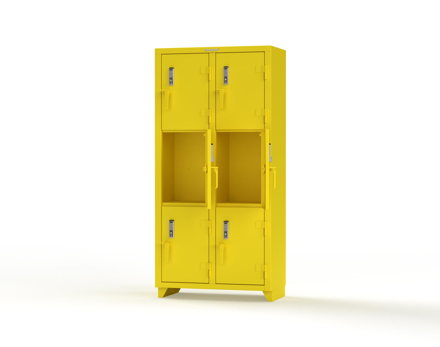 Extra Heavy Duty 14 GA Triple-Tier Locker with Keyless Entry Lock, 6 Compartments – 36 in. W x 18 in. D x 75 in. H - 36-6D-18-3T-EK-L-1021
