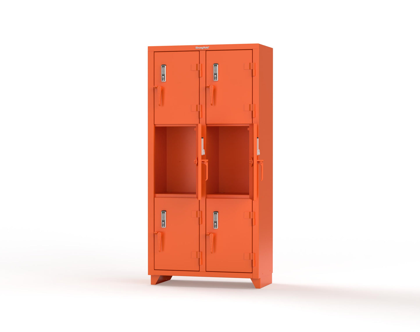 Extra Heavy Duty 14 GA Triple-Tier Locker with Keyless Entry Lock, 6 Compartments – 36 in. W x 18 in. D x 75 in. H - 36-6D-18-3T-EK-L-2009