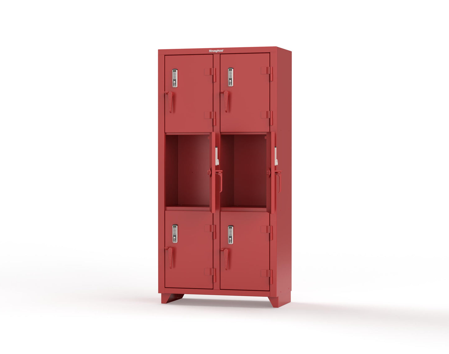 Extra Heavy Duty 14 GA Triple-Tier Locker with Keyless Entry Lock, 6 Compartments – 36 in. W x 18 in. D x 75 in. H - 36-6D-18-3T-EK-L-3001