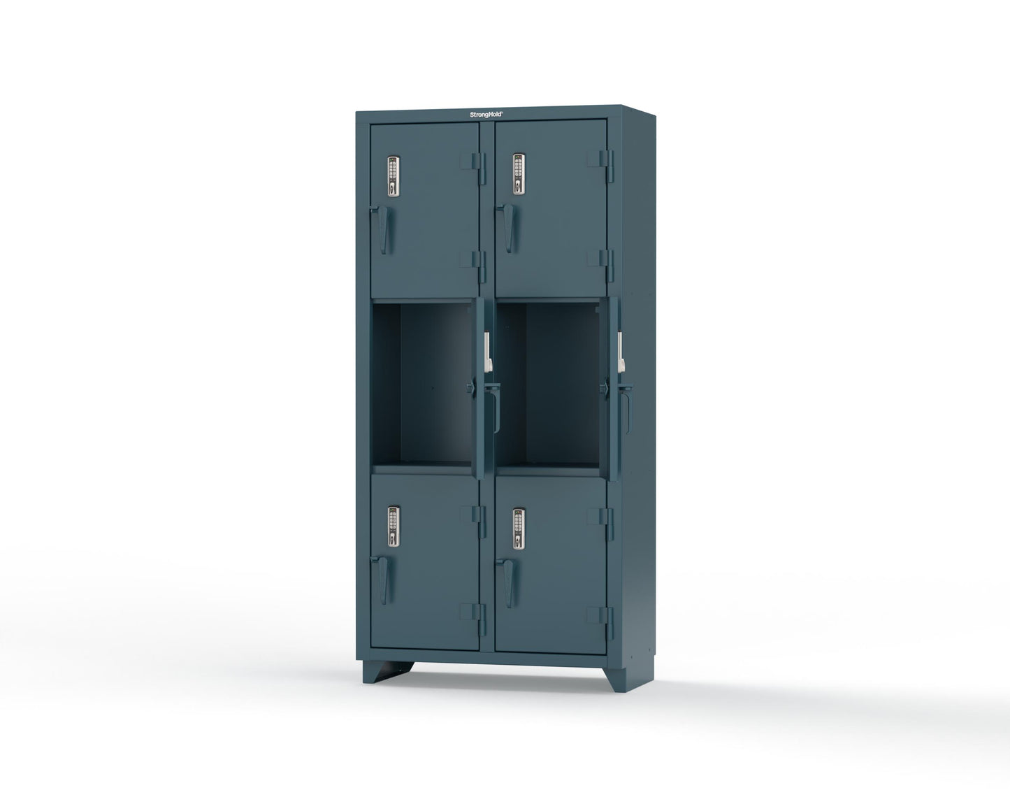 Extra Heavy Duty 14 GA Triple-Tier Locker with Keyless Entry Lock, 6 Compartments – 36 in. W x 18 in. D x 75 in. H - 36-6D-18-3T-EK-L-5001