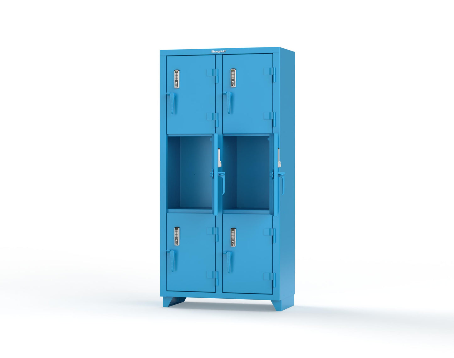 Extra Heavy Duty 14 GA Triple-Tier Locker with Keyless Entry Lock, 6 Compartments – 36 in. W x 18 in. D x 75 in. H - 36-6D-18-3T-EK-L-5012