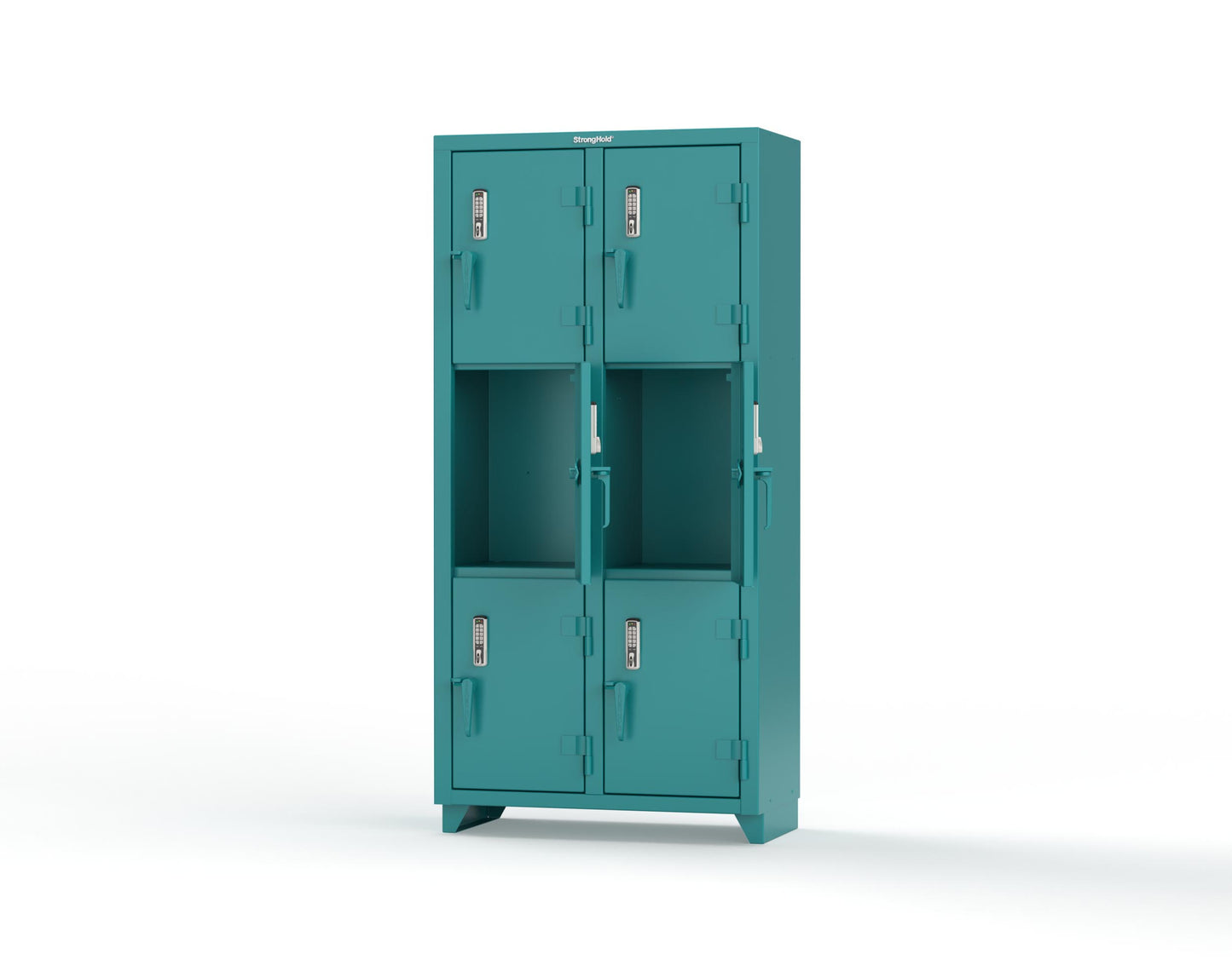 Extra Heavy Duty 14 GA Triple-Tier Locker with Keyless Entry Lock, 6 Compartments – 36 in. W x 18 in. D x 75 in. H - 36-6D-18-3T-EK-L-5021