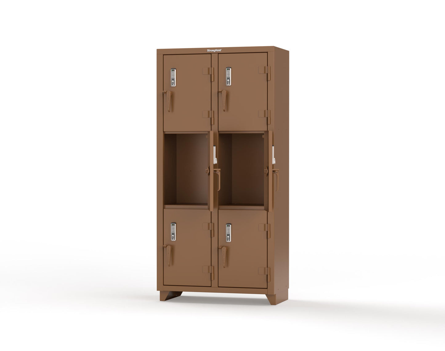 Extra Heavy Duty 14 GA Triple-Tier Locker with Keyless Entry Lock, 6 Compartments – 36 in. W x 18 in. D x 75 in. H - 36-6D-18-3T-EK-L-8008