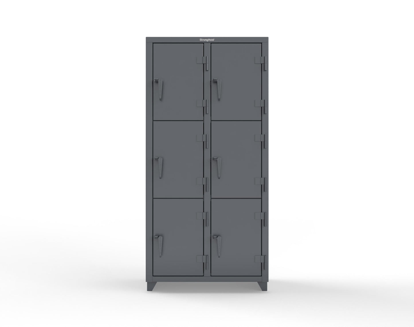Extra Heavy Duty 14 GA Triple-Tier Locker, 6 Compartments - 36 in. W x 18 in. D x 75 in. H - 36-6D-18-3T-L-7024