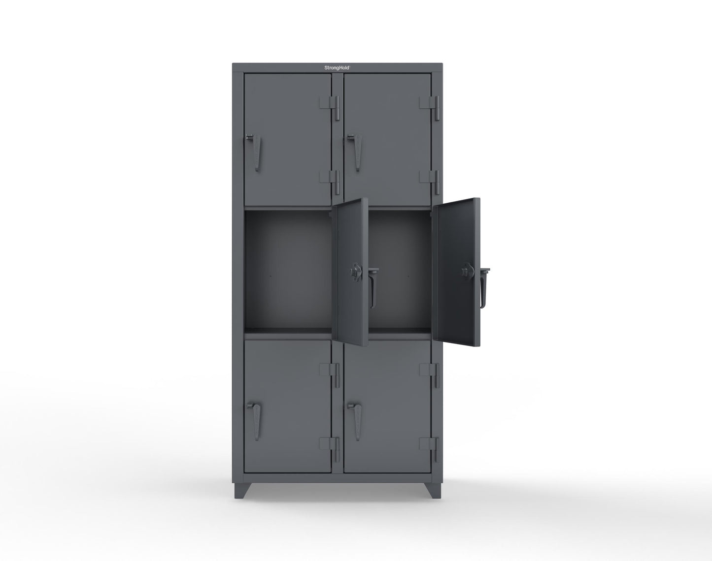 Extra Heavy Duty 14 GA Triple-Tier Locker, 6 Compartments - 36 in. W x 18 in. D x 75 in. H - 36-6D-18-3T-L-7024