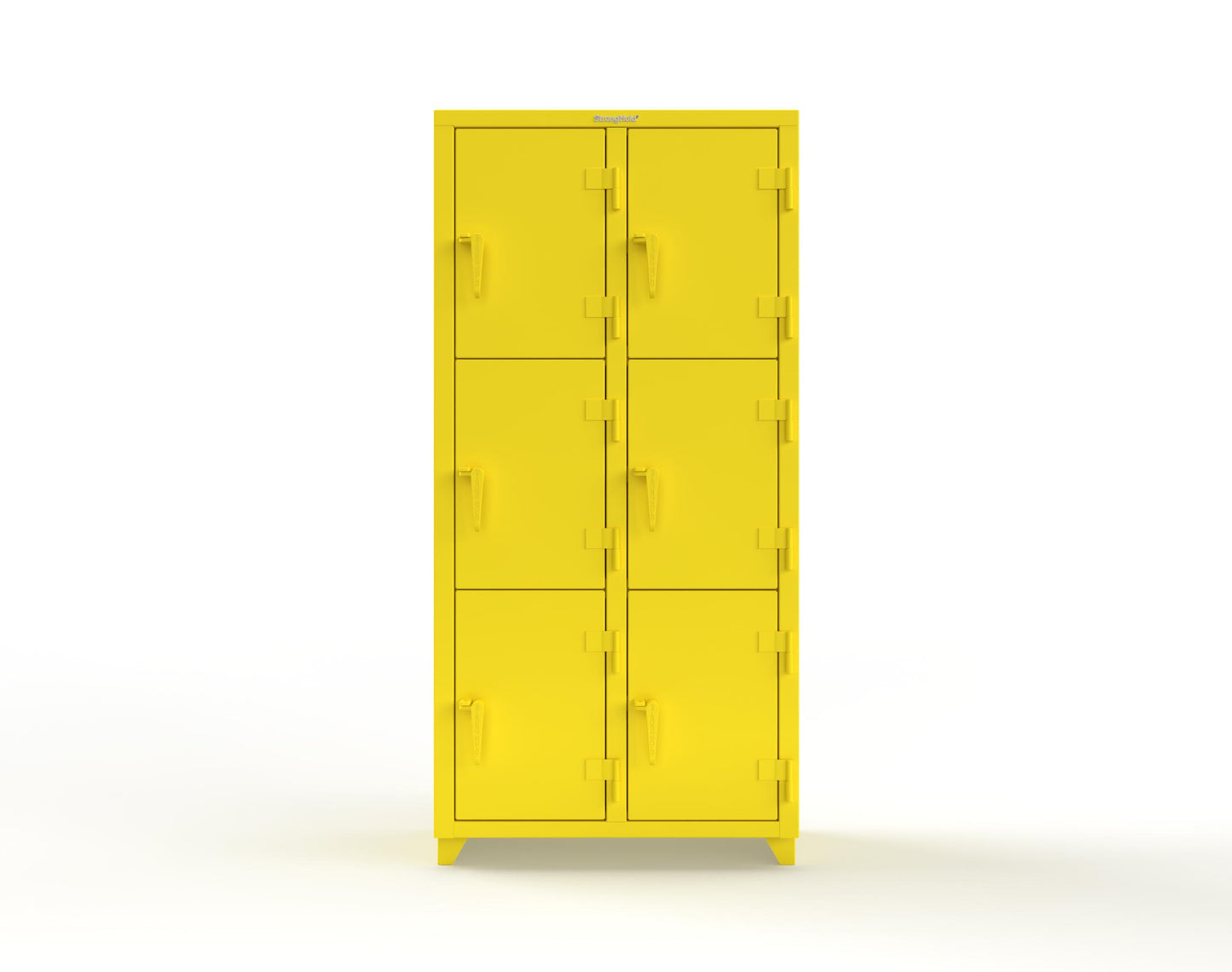 Extra Heavy Duty 14 GA Triple-Tier Locker, 6 Compartments - 36 in. W x 18 in. D x 75 in. H - 36-6D-18-3T-L-1021