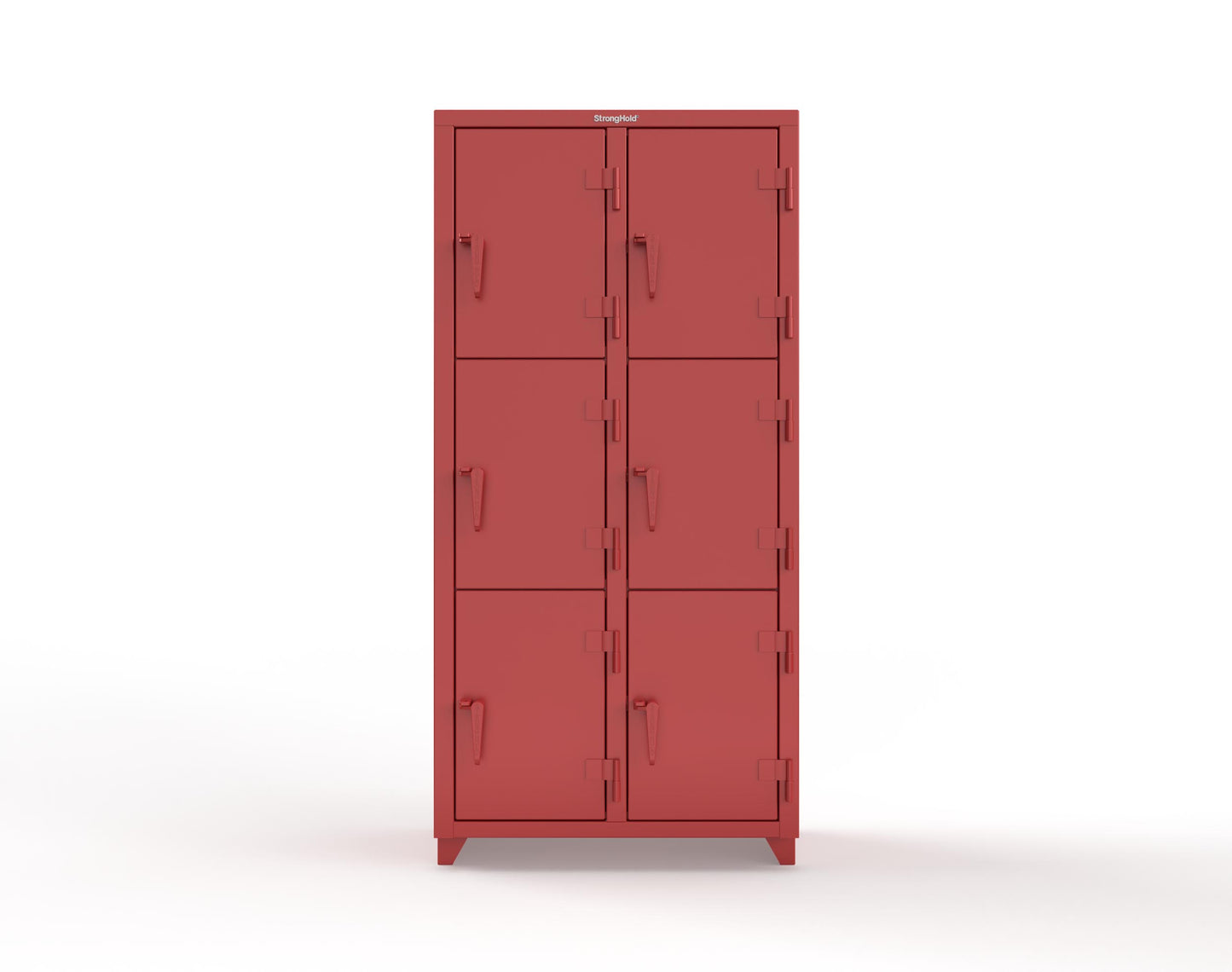 Extra Heavy Duty 14 GA Triple-Tier Locker, 6 Compartments - 36 in. W x 18 in. D x 75 in. H - 36-6D-18-3T-L-3001