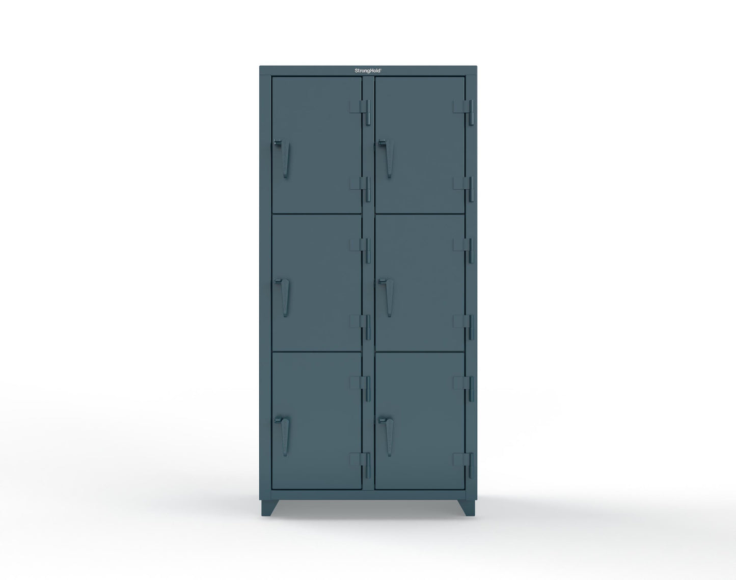 Extra Heavy Duty 14 GA Triple-Tier Locker, 6 Compartments - 36 in. W x 18 in. D x 75 in. H - 36-6D-18-3T-L-5001