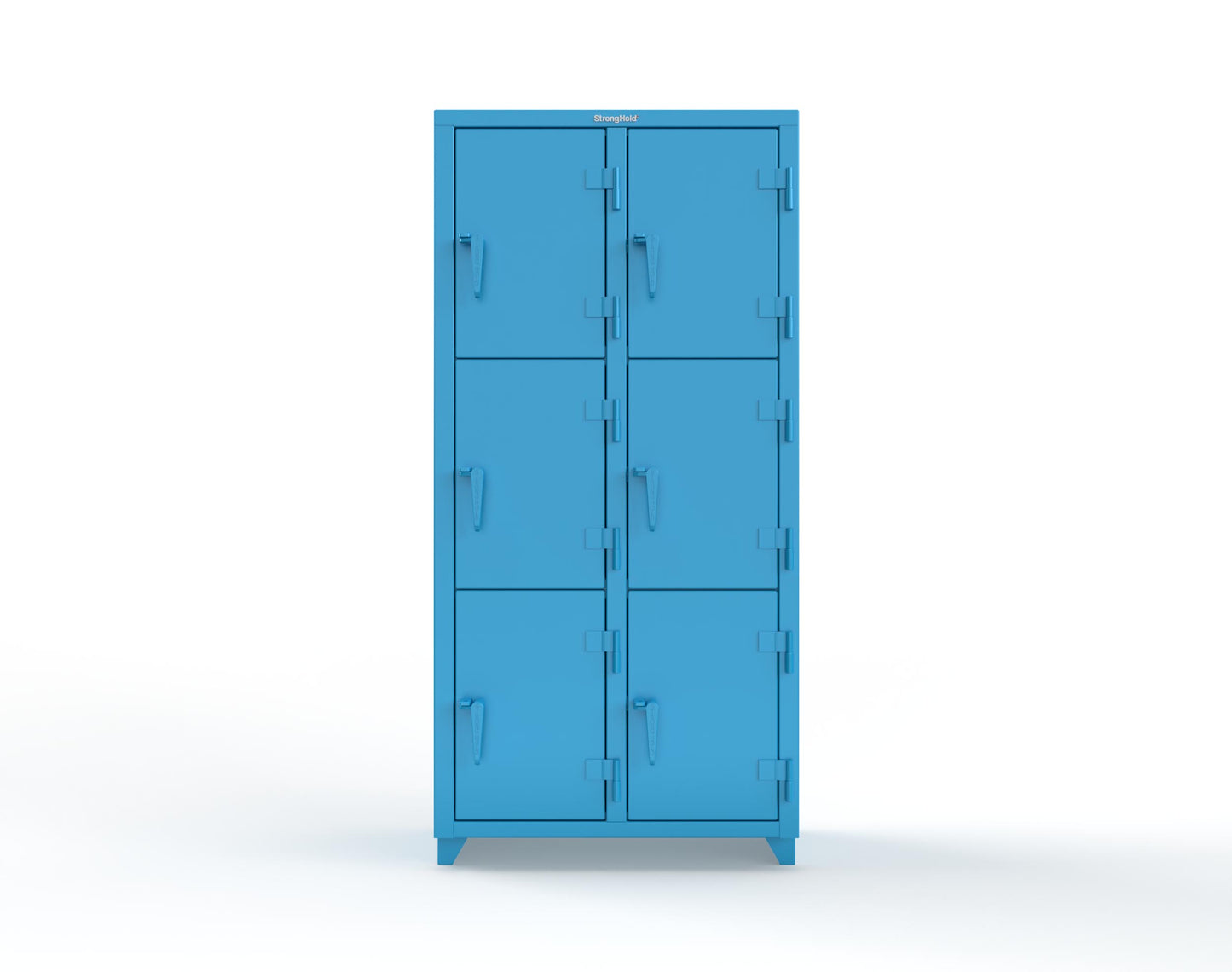 Extra Heavy Duty 14 GA Triple-Tier Locker, 6 Compartments - 36 in. W x 18 in. D x 75 in. H - 36-6D-18-3T-L-5012