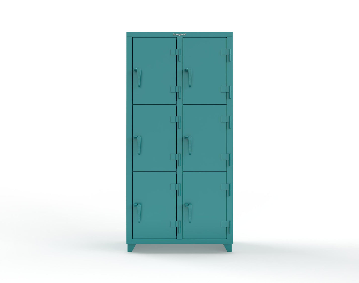 Extra Heavy Duty 14 GA Triple-Tier Locker, 6 Compartments - 36 in. W x 18 in. D x 75 in. H - 36-6D-18-3T-L-5021