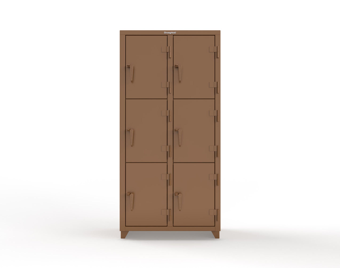 Extra Heavy Duty 14 GA Triple-Tier Locker, 6 Compartments - 36 in. W x 18 in. D x 75 in. H - 36-6D-18-3T-L-8008