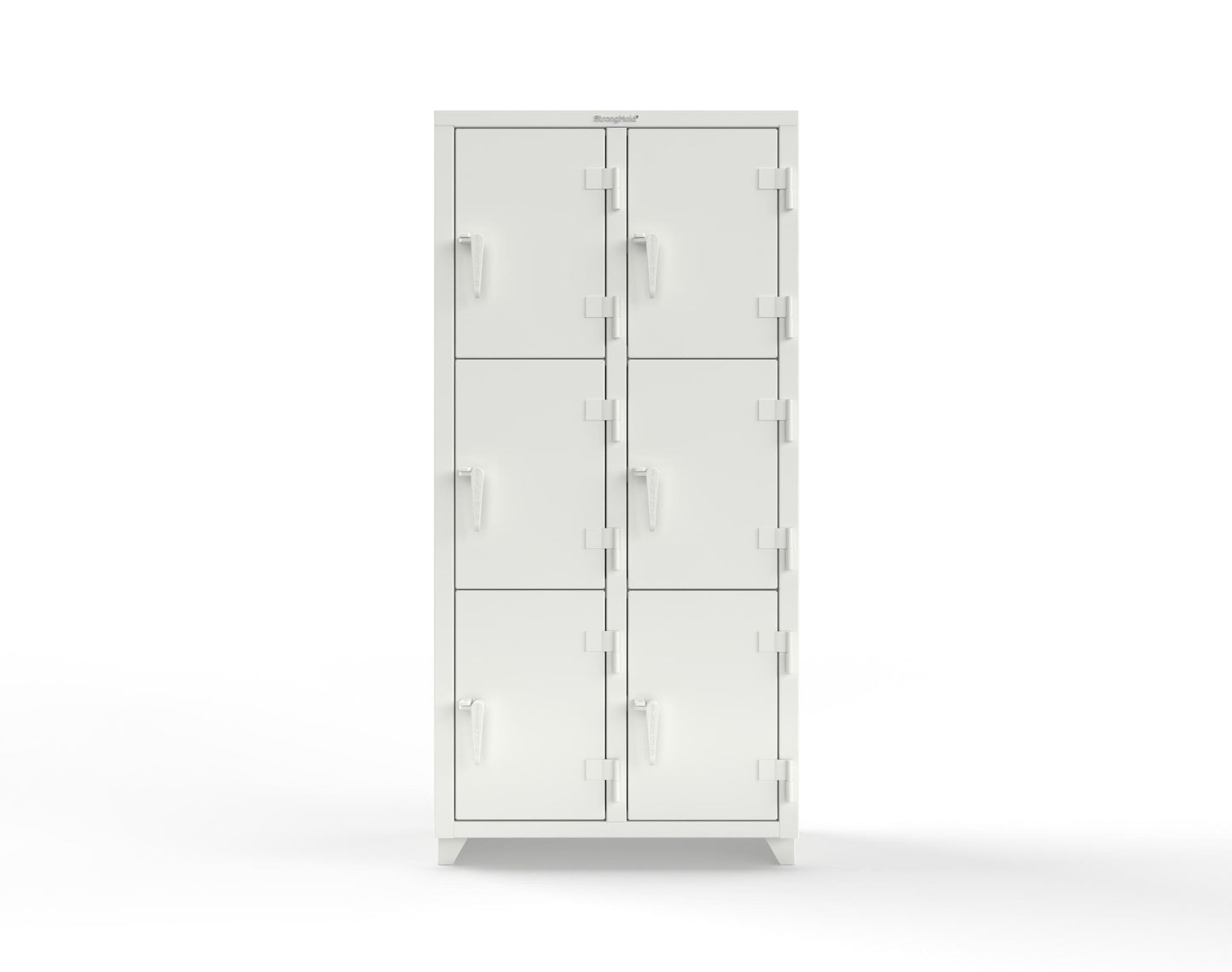 Extra Heavy Duty 14 GA Triple-Tier Locker, 6 Compartments - 36 in. W x 18 in. D x 75 in. H - 36-6D-18-3T-L-9003