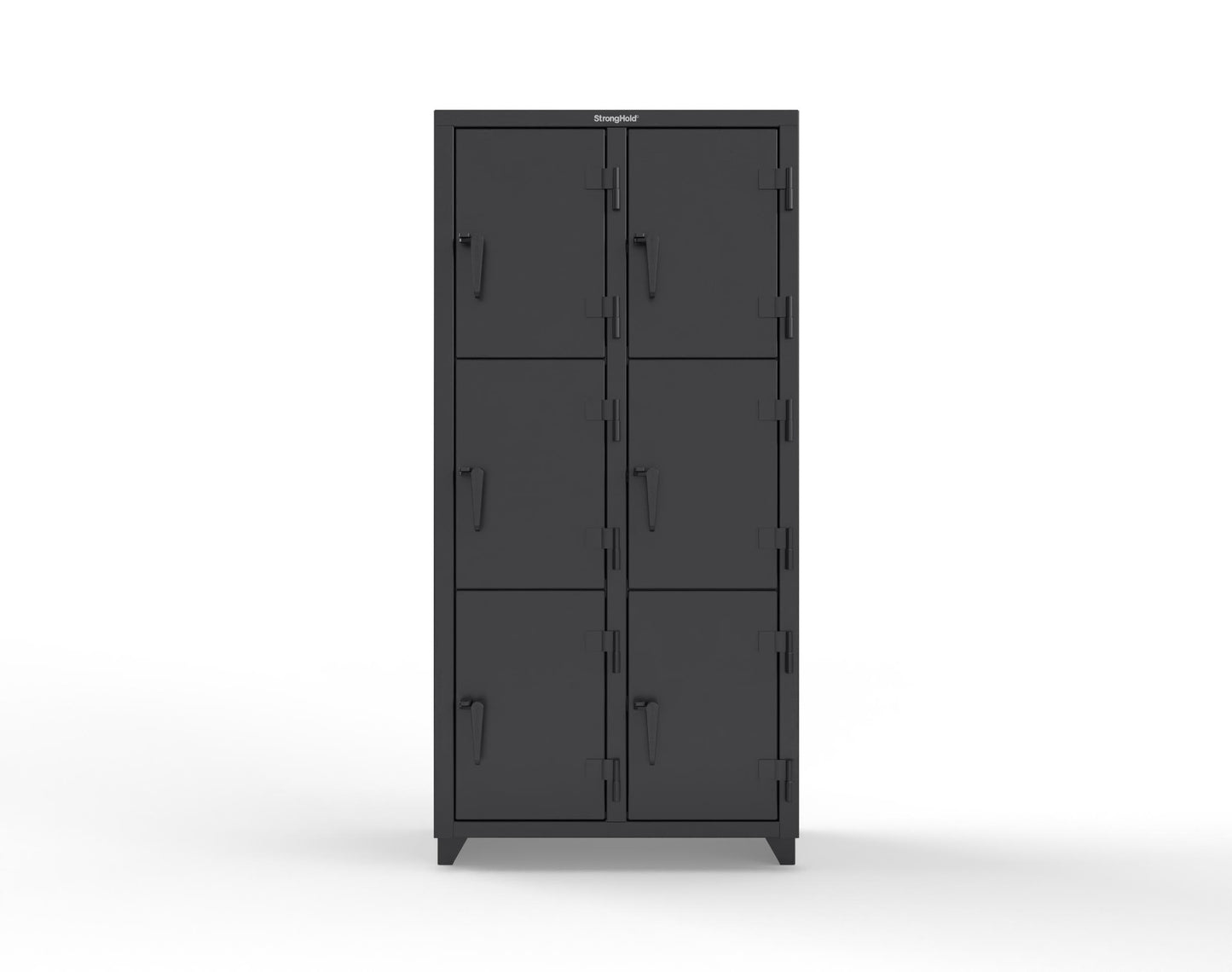Extra Heavy Duty 14 GA Triple-Tier Locker, 6 Compartments - 36 in. W x 18 in. D x 75 in. H - 36-6D-18-3T-L-9005
