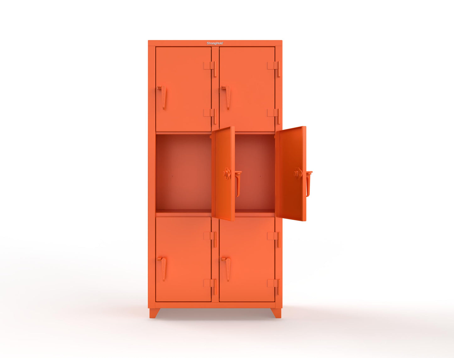Extra Heavy Duty 14 GA Triple-Tier Locker, 6 Compartments - 36 in. W x 18 in. D x 75 in. H - 36-6D-18-3T-L-2009