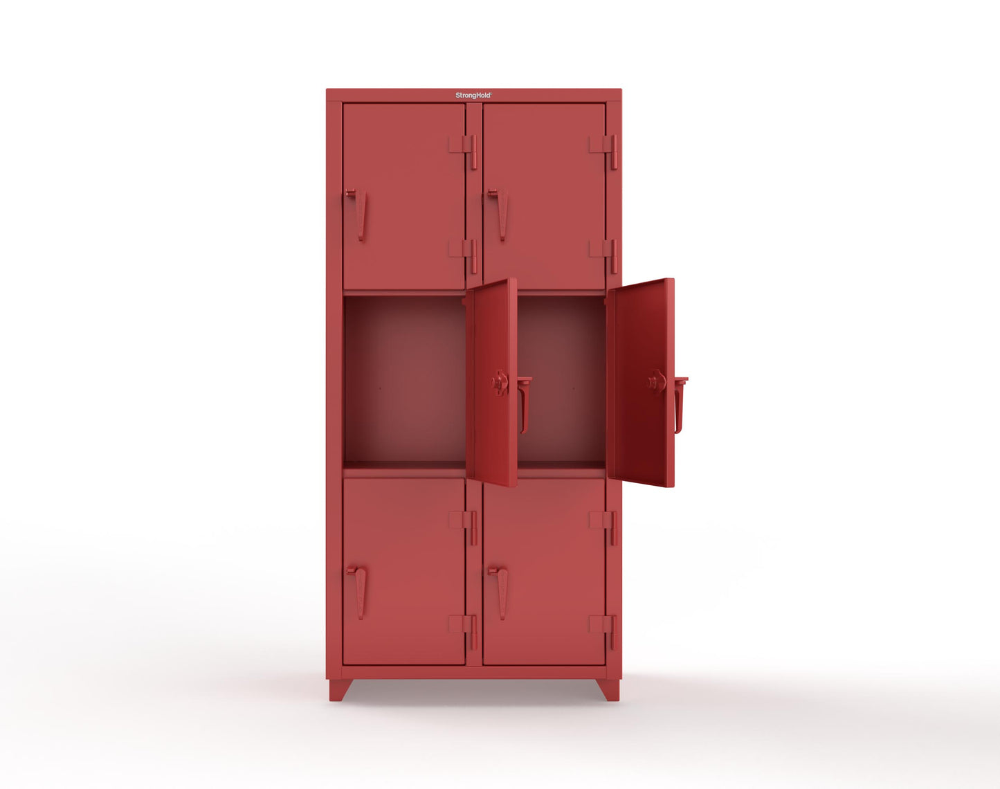 Extra Heavy Duty 14 GA Triple-Tier Locker, 6 Compartments - 36 in. W x 18 in. D x 75 in. H - 36-6D-18-3T-L-3001