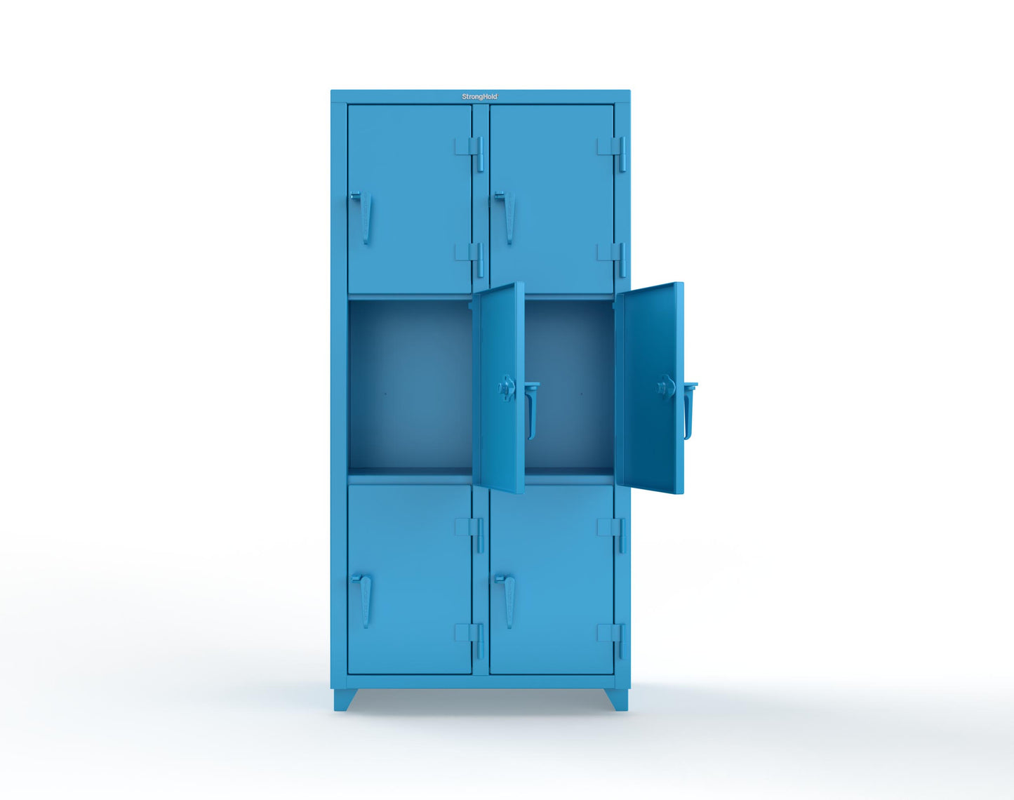 Extra Heavy Duty 14 GA Triple-Tier Locker, 6 Compartments - 36 in. W x 18 in. D x 75 in. H - 36-6D-18-3T-L-5012