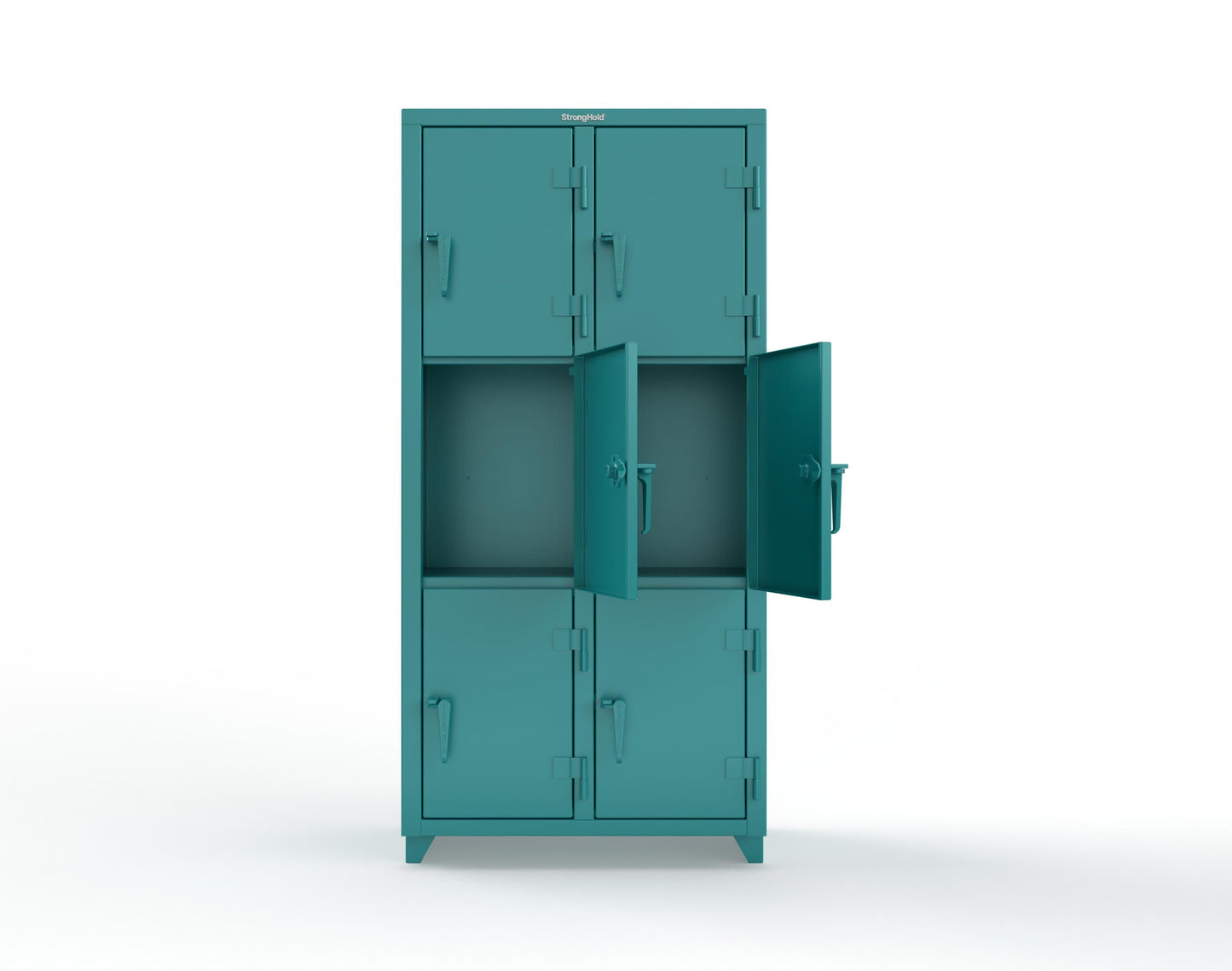 Extra Heavy Duty 14 GA Triple-Tier Locker, 6 Compartments - 36 in. W x 18 in. D x 75 in. H - 36-6D-18-3T-L-5021