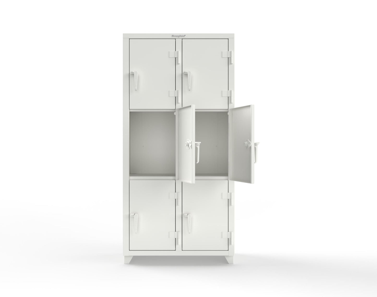 Extra Heavy Duty 14 GA Triple-Tier Locker, 6 Compartments - 36 in. W x 18 in. D x 75 in. H - 36-6D-18-3T-L-9003