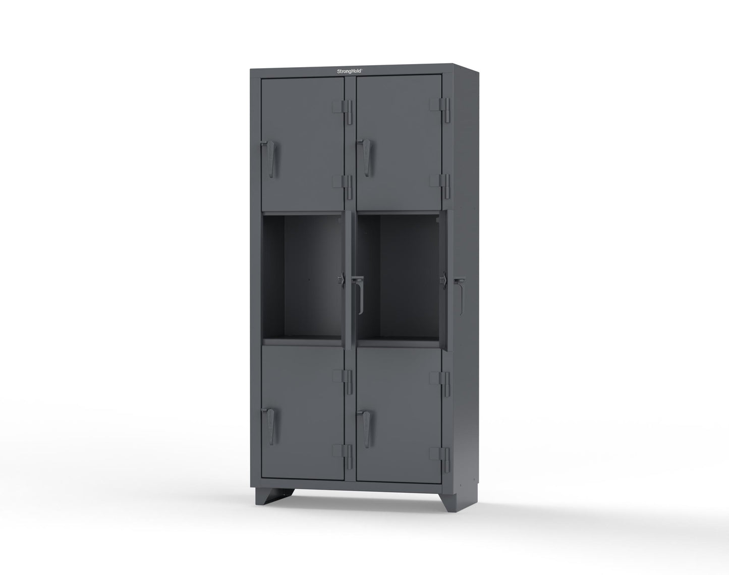 Extra Heavy Duty 14 GA Triple-Tier Locker, 6 Compartments - 36 in. W x 18 in. D x 75 in. H - 36-6D-18-3T-L-7024