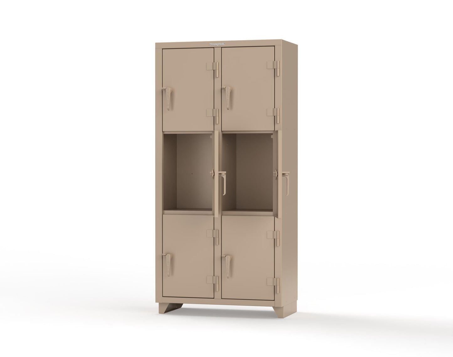 Extra Heavy Duty 14 GA Triple-Tier Locker, 6 Compartments - 36 in. W x 18 in. D x 75 in. H - 36-6D-18-3T-L-1019