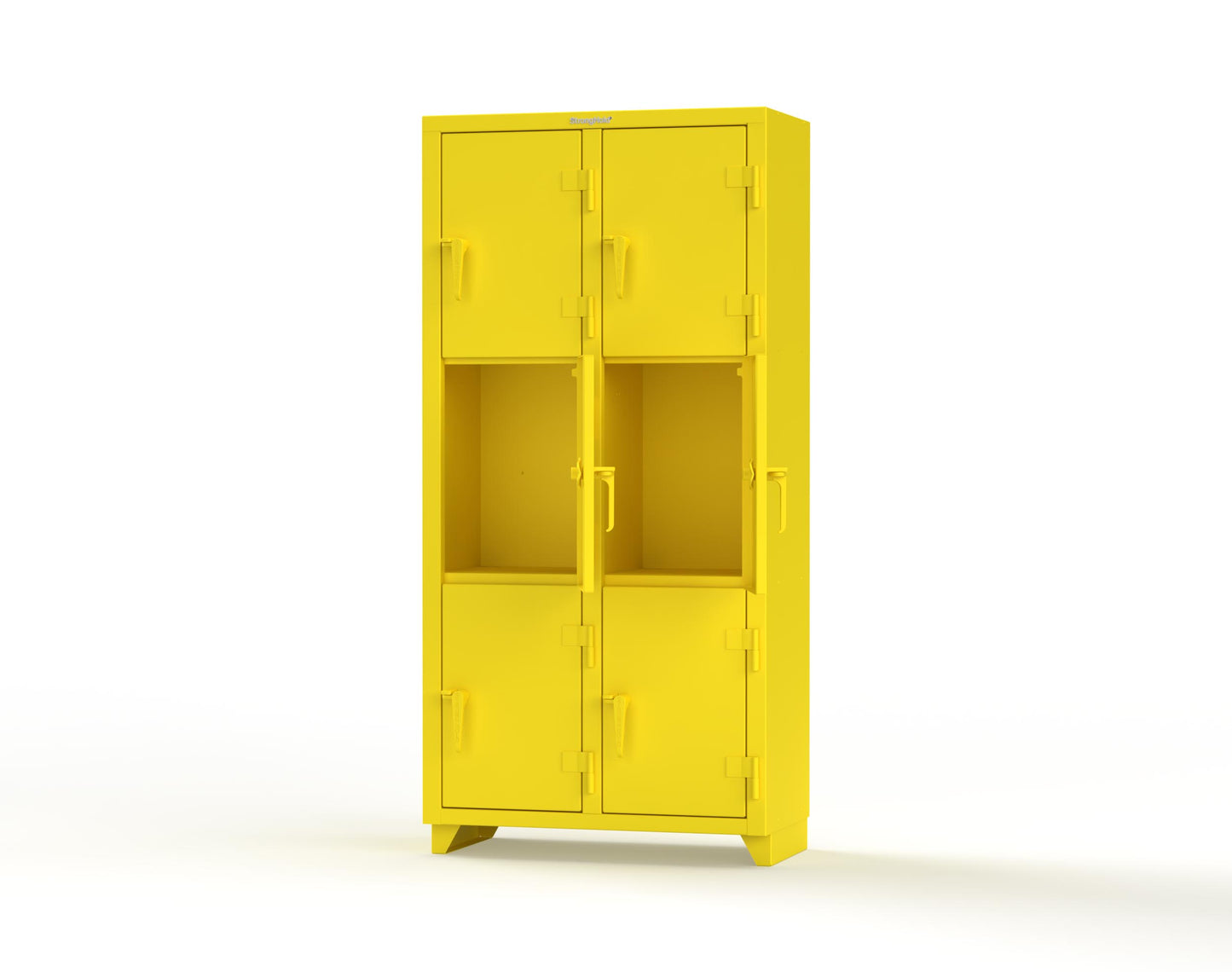 Extra Heavy Duty 14 GA Triple-Tier Locker, 6 Compartments - 36 in. W x 18 in. D x 75 in. H - 36-6D-18-3T-L-1021