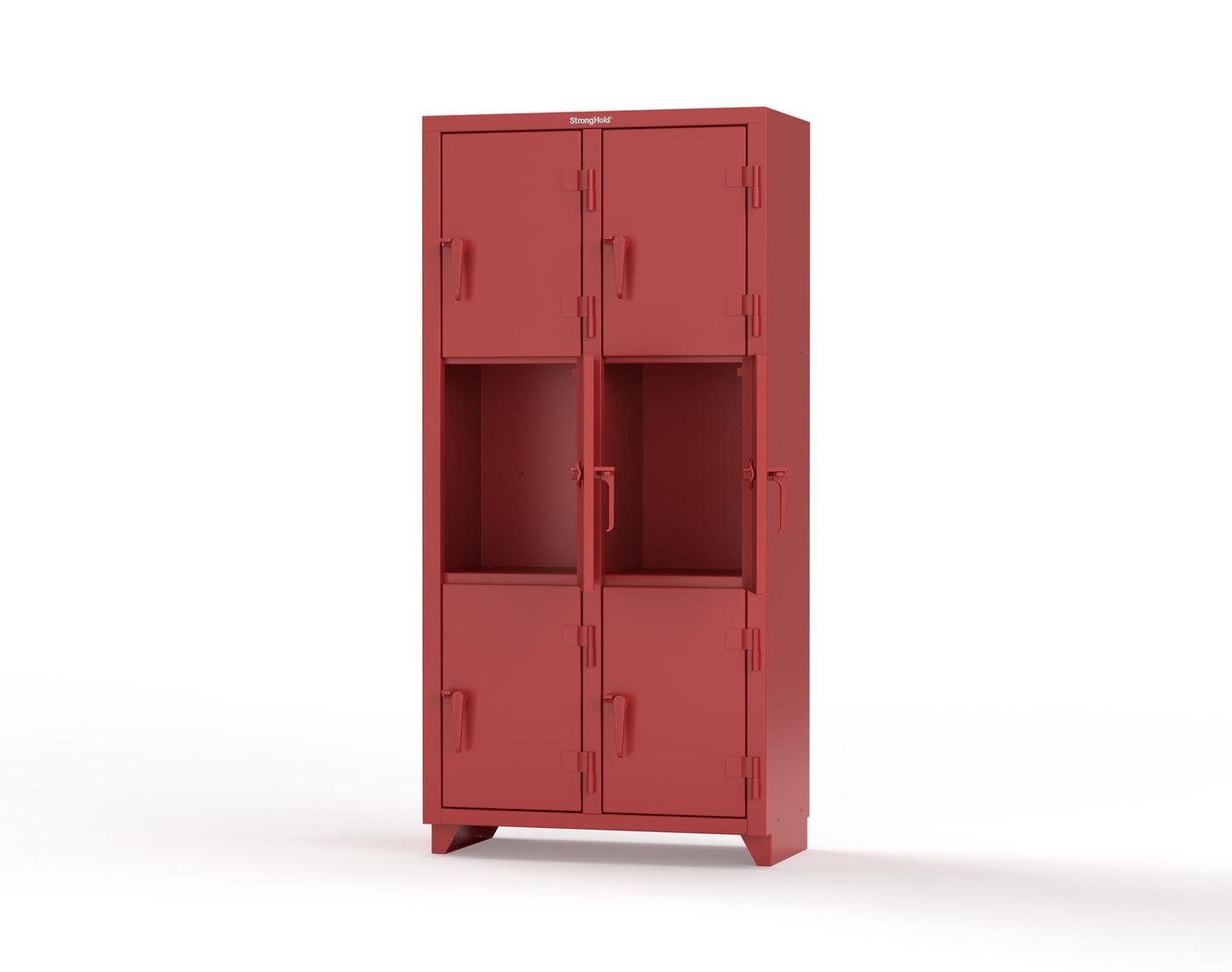 Extra Heavy Duty 14 GA Triple-Tier Locker, 6 Compartments - 36 in. W x 18 in. D x 75 in. H - 36-6D-18-3T-L-3001