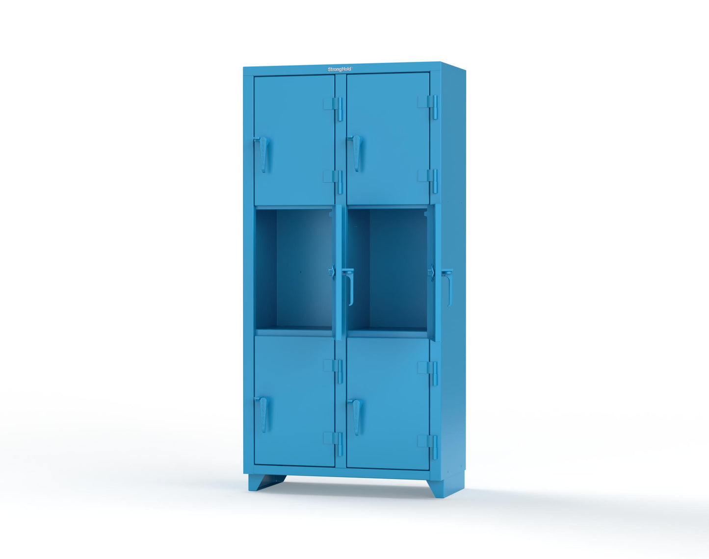 Extra Heavy Duty 14 GA Triple-Tier Locker, 6 Compartments - 36 in. W x 18 in. D x 75 in. H - 36-6D-18-3T-L-5012