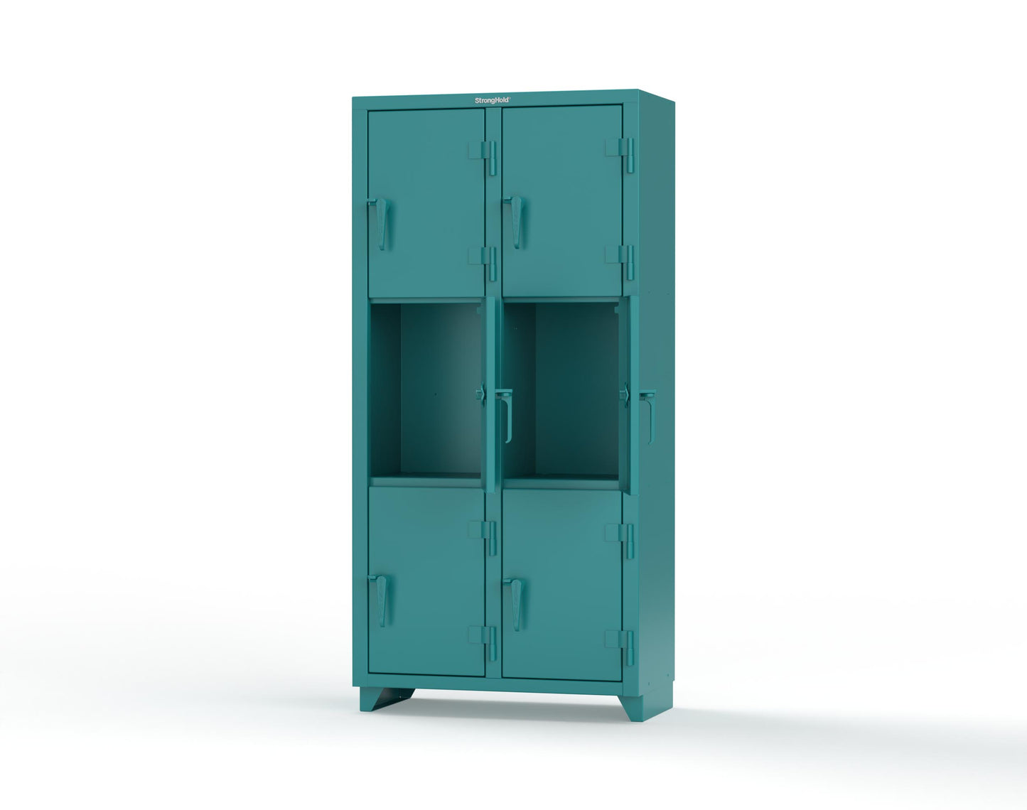 Extra Heavy Duty 14 GA Triple-Tier Locker, 6 Compartments - 36 in. W x 18 in. D x 75 in. H - 36-6D-18-3T-L-5021
