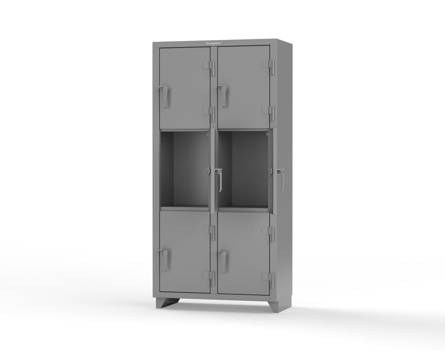 Extra Heavy Duty 14 GA Triple-Tier Locker, 6 Compartments - 36 in. W x 18 in. D x 75 in. H - 36-6D-18-3T-L-7037
