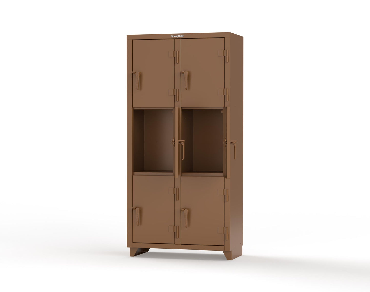 Extra Heavy Duty 14 GA Triple-Tier Locker, 6 Compartments - 36 in. W x 18 in. D x 75 in. H - 36-6D-18-3T-L-8008