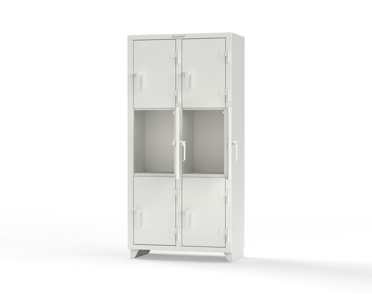 Extra Heavy Duty 14 GA Triple-Tier Locker, 6 Compartments - 36 in. W x 18 in. D x 75 in. H - 36-6D-18-3T-L-9003
