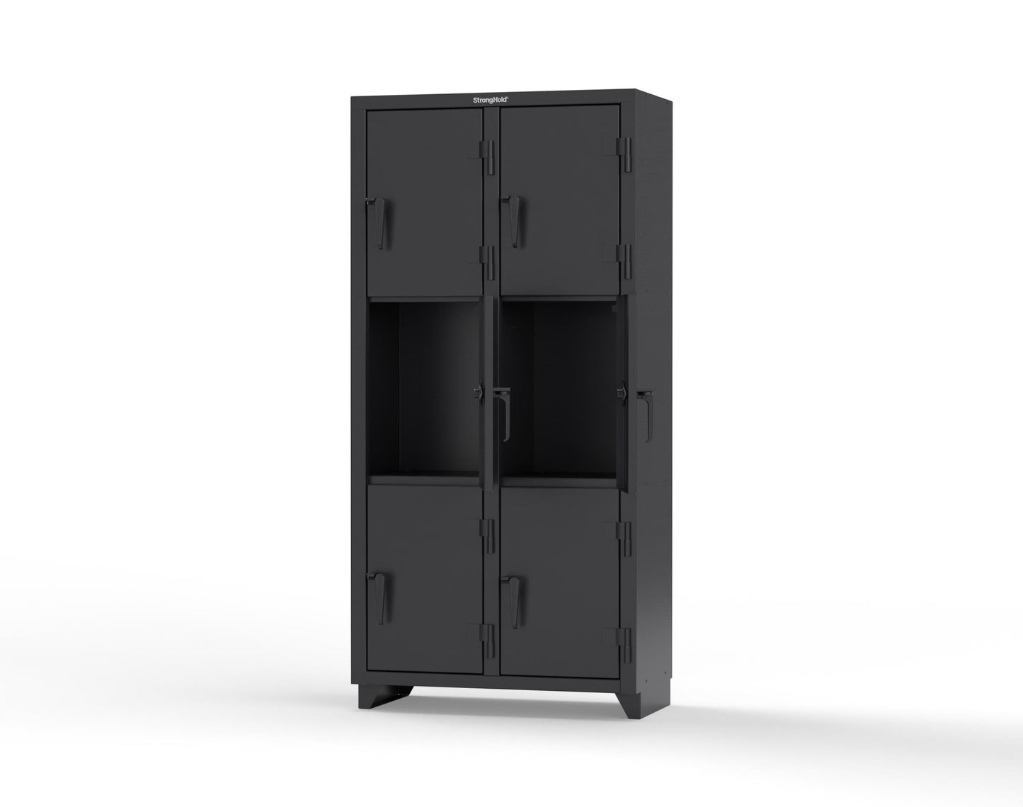 Extra Heavy Duty 14 GA Triple-Tier Locker, 6 Compartments - 36 in. W x 18 in. D x 75 in. H - 36-6D-18-3T-L-9005