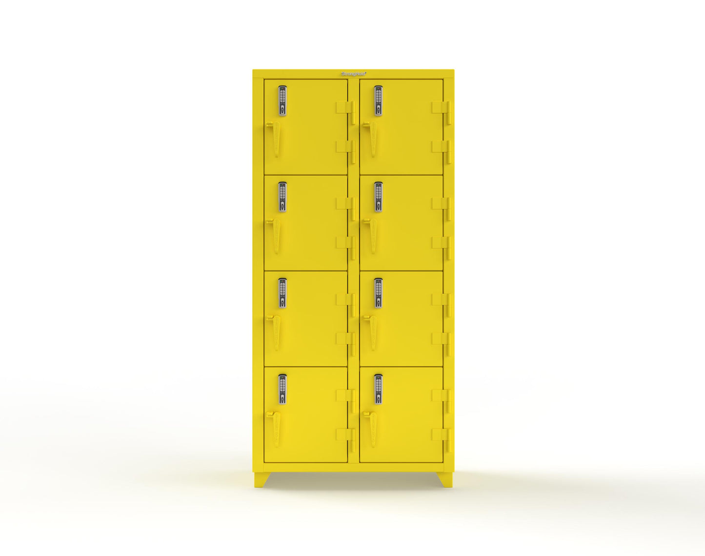Extra Heavy Duty 14 GA 4-Tier Locker with Keyless Entry Lock, 8 Compartments – 36 in. W x 18 in. D x 75 in. H - 36-8D-18-4T-EK-L-1021