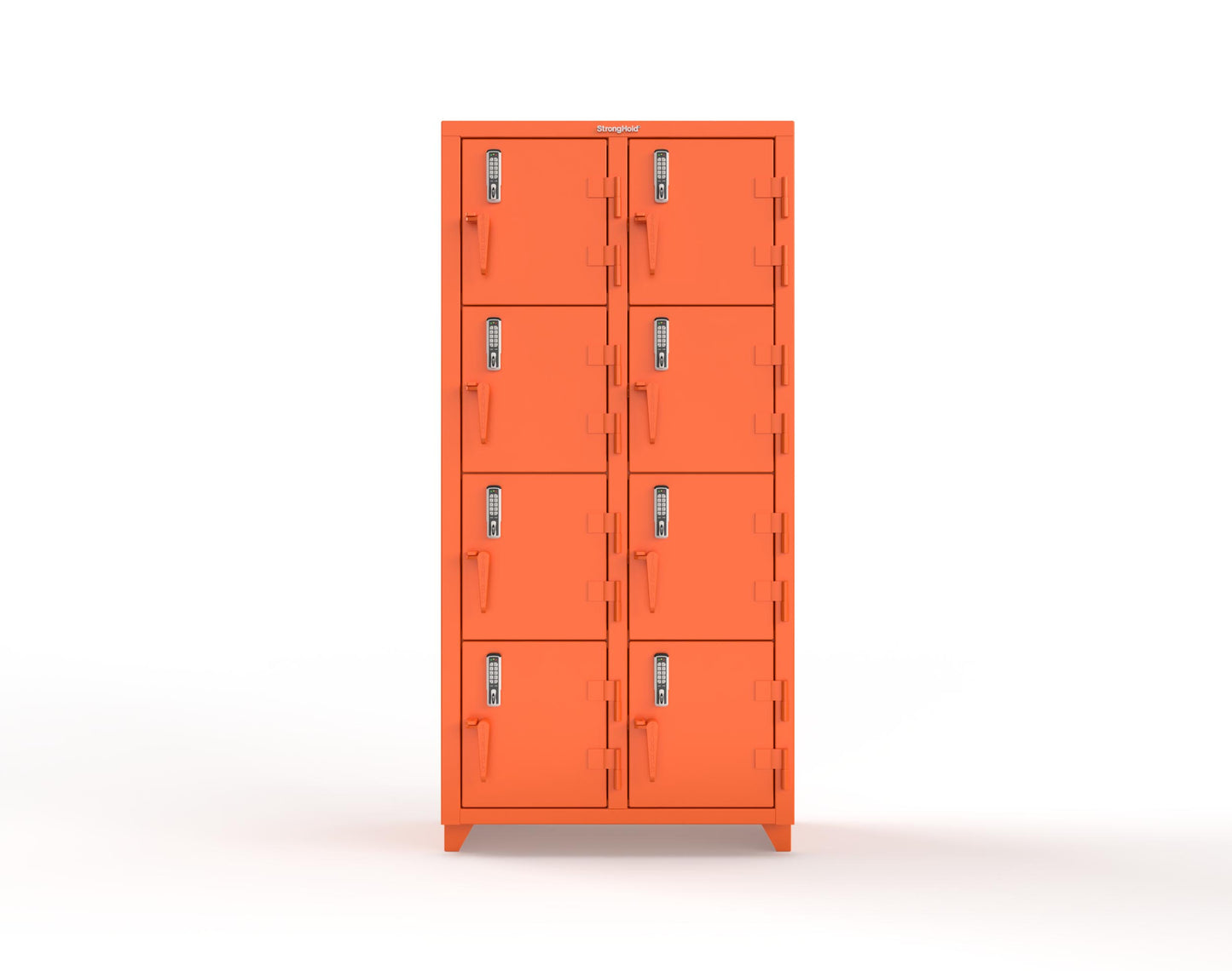Extra Heavy Duty 14 GA 4-Tier Locker with Keyless Entry Lock, 8 Compartments – 36 in. W x 18 in. D x 75 in. H - 36-8D-18-4T-EK-L-2009