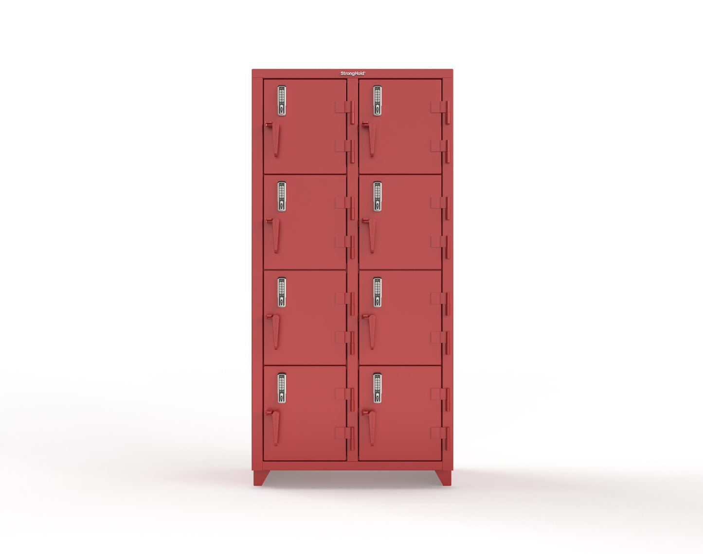Extra Heavy Duty 14 GA 4-Tier Locker with Keyless Entry Lock, 8 Compartments – 36 in. W x 18 in. D x 75 in. H - 36-8D-18-4T-EK-L-3001