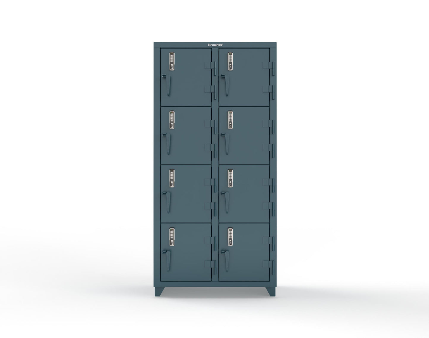 Extra Heavy Duty 14 GA 4-Tier Locker with Keyless Entry Lock, 8 Compartments – 36 in. W x 18 in. D x 75 in. H - 36-8D-18-4T-EK-L-5001